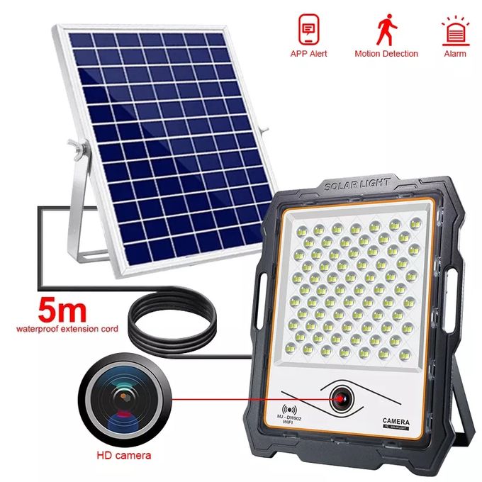 WIN WIN 100W Solar Flood Light with Built-In WiFi CCTV Camera for Smart Outdoor Security