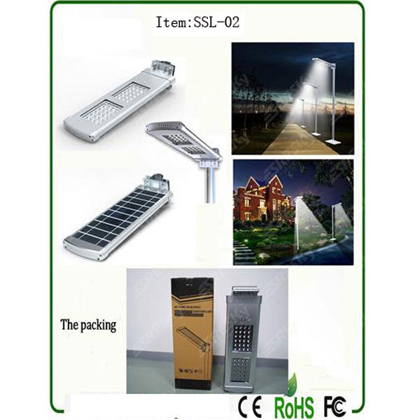 Led Solar Integrated Street Light 2000Lumens 15W, With Clamp, 3.7V 26000Mah Lithium Battery