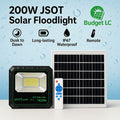 JSOT 200W Solar Floodlight – Dusk to Dawn + Remote + Solar Panel – IP67 Waterproof
