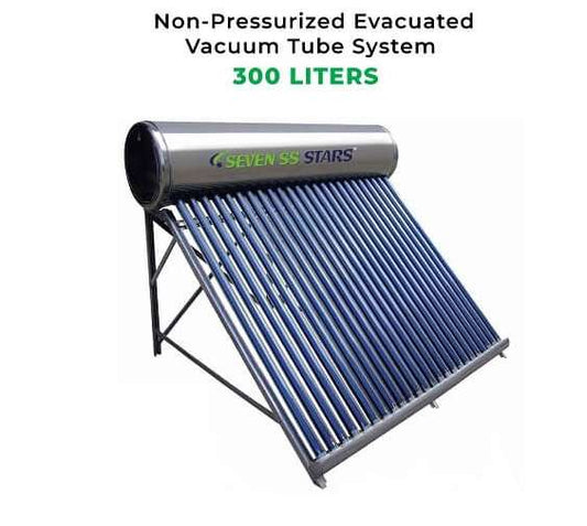Seven SS Stars 250L Non-Pressurized Evacuated Tube Stainless Steel Solar Water Heater