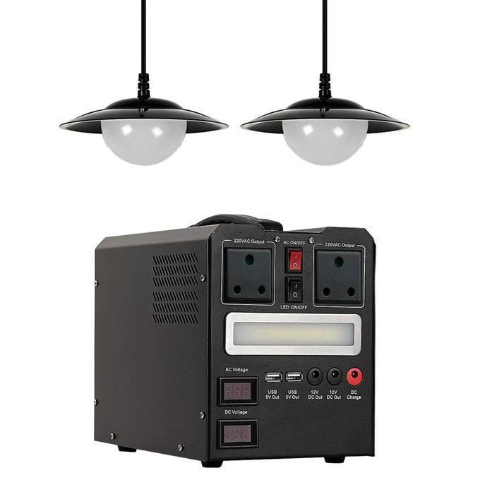 Power station with multiple outlets and lights on a white background