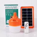 WIN WIN Orange Portable LED Rechargeable Bulb With 6V/2W Solar Panel & Remote